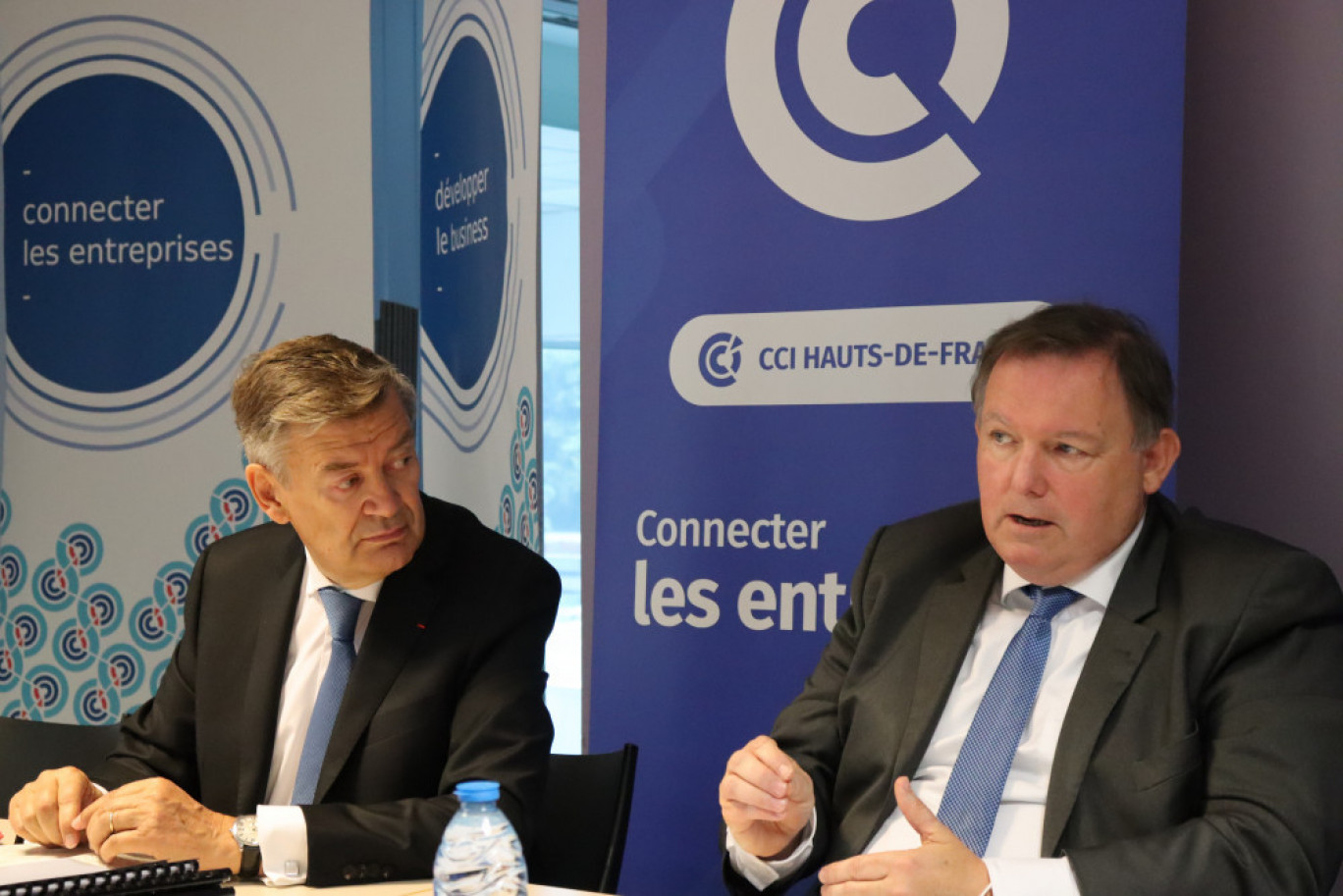 Philippe Hourdain, président de la CCI Hauts-de-France, et François Lavallée, vice-président, ont fait le bilan sur la mandature 2017-2021 de la CCI de la région. ©Aletheia Press/ E. Chombart