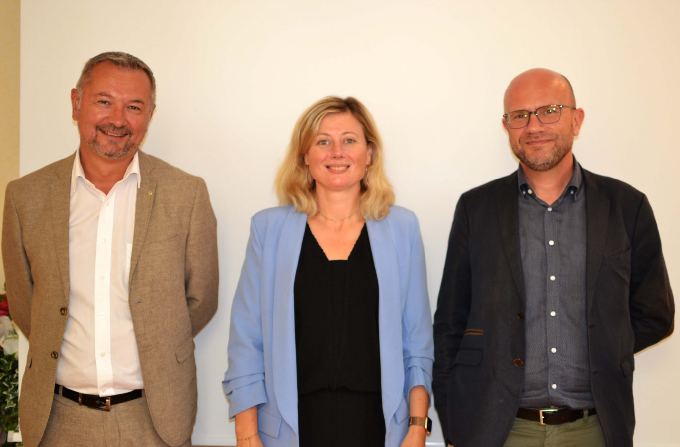 Le Directeur général, Hervé Dubois, ancien Directeur général MTA, Isabelle Desmarais, ancienne Directrice générale SMTVO devient directrice en charge des Ressources Humaines et de la communication et Martin Cacheux, ancien Directeur général SISAT, devient directeur Prévention Santé Travail. (c)Présoa