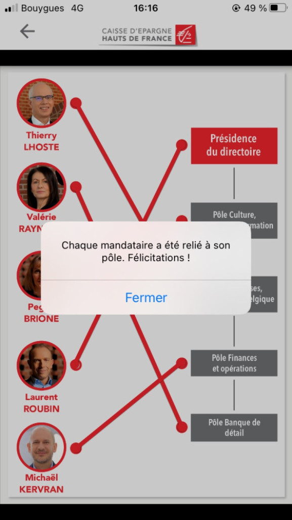 "Accueil & Moi" permet notamment de découvrir l'organigramme de la Caisse d'Epargne Hauts de France.