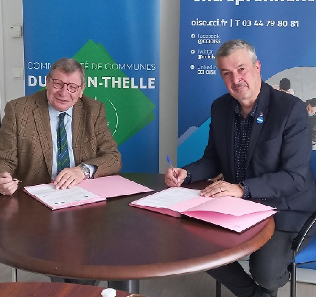 Bertrand GERNEZ, Président de la Communauté de Communes du Vexin-Thelle (CCVT) et Philippe BERNARD, Président de la Chambre de commerce et d’industrie de l’Oise (CCI) ont signé ce jour une convention de partenariat en faveur du développement économique du territoire.