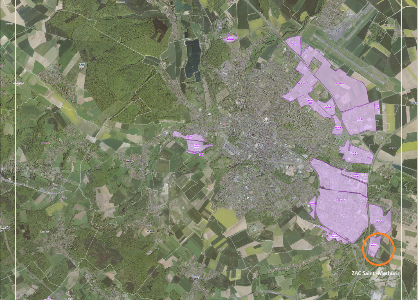 La zone d’activité communautaire Saint-Mathurin se développe sur 15,2 ha, formant un ensemble dans la continuité de la ZAC de Ther. (c)Beauvaisis