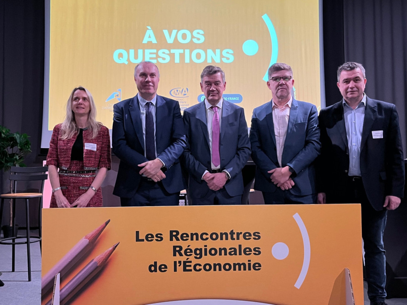 Carine Jupin (Banque de France), François Gemenne, Philippe Hourdain (CCI Hauts-de-France), Laurent Rigaud (Chambre des Métiers et de l'Artisanat) et Laurent Degenne (Chambre Régionale de l'Agriculture).