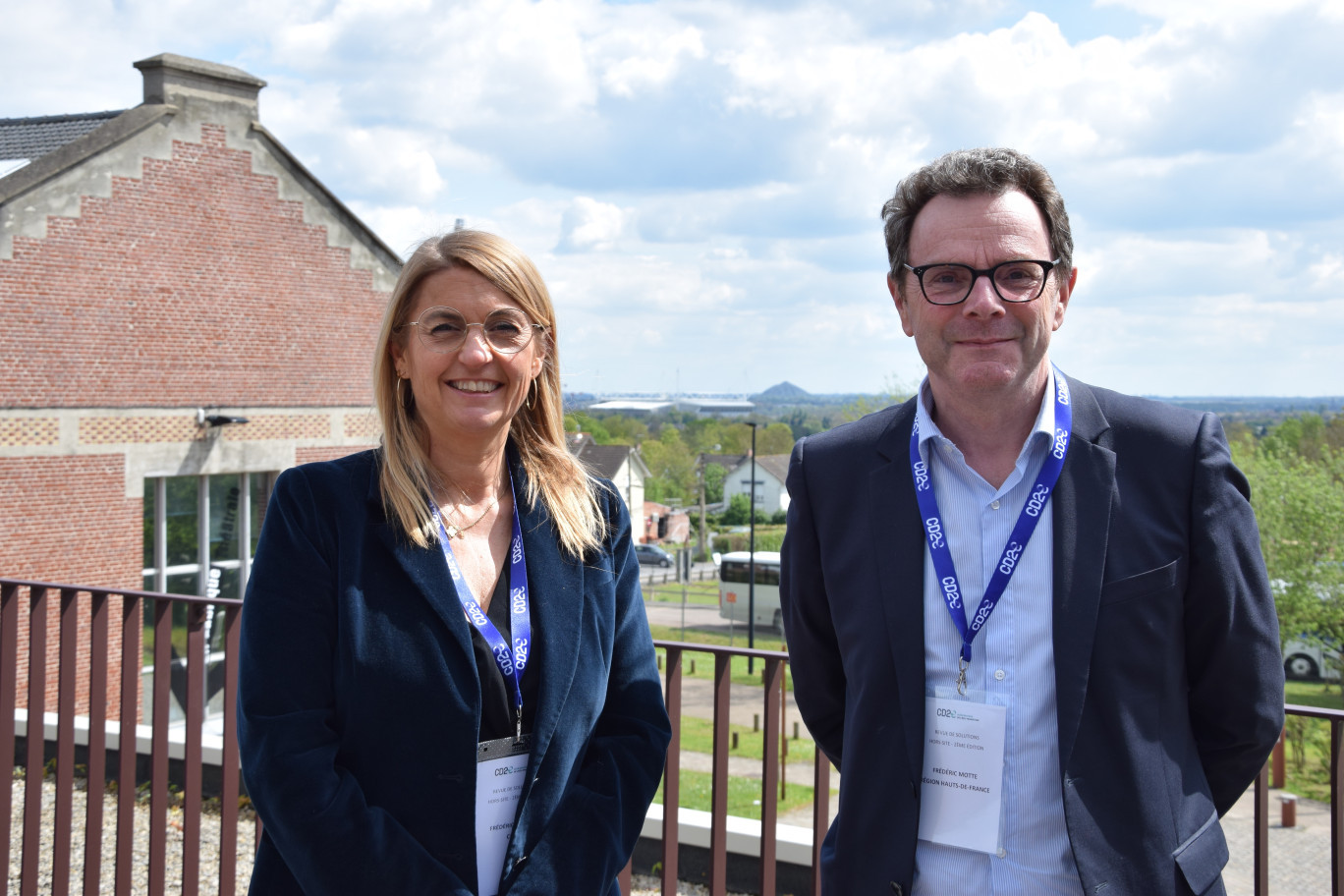 Frédérique Seels, directrice générale du CD2E, et Frédéric Motte, conseiller régional délégué à la transformation de l’économie régionale et président de la mission Rev3. 