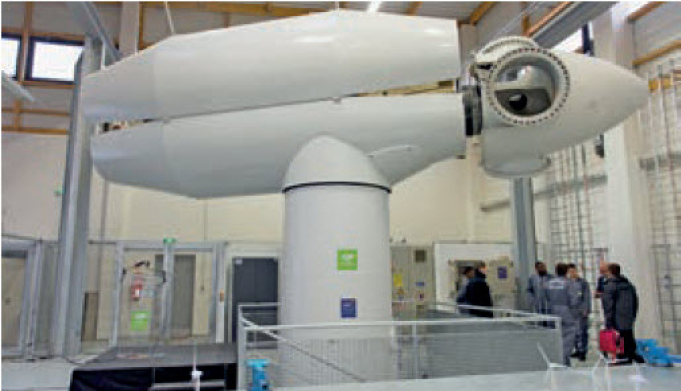 Le rotor d’une nacelle dans l’atelier.