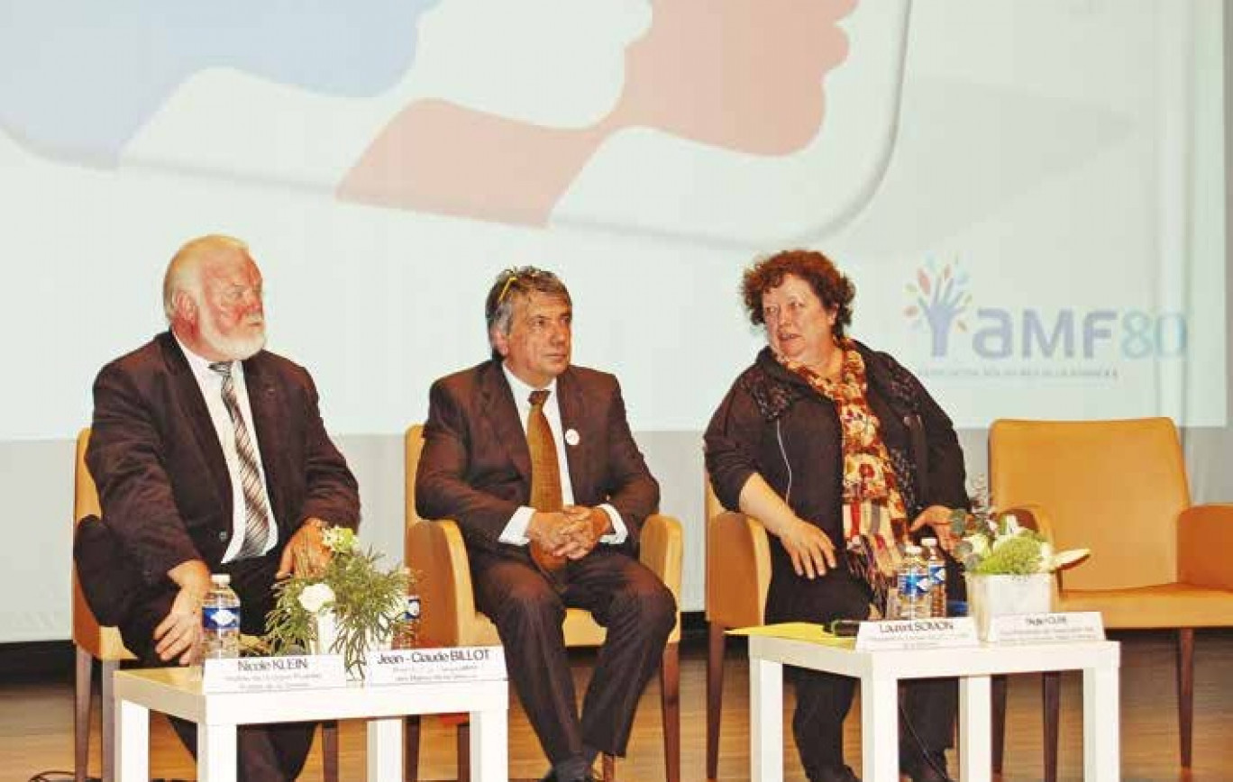Jean-Claude Billot, président de l'AMS, Laurent Somon, président du conseil départemental de la Somme et Brigitte Fouré, maire d'Amiens