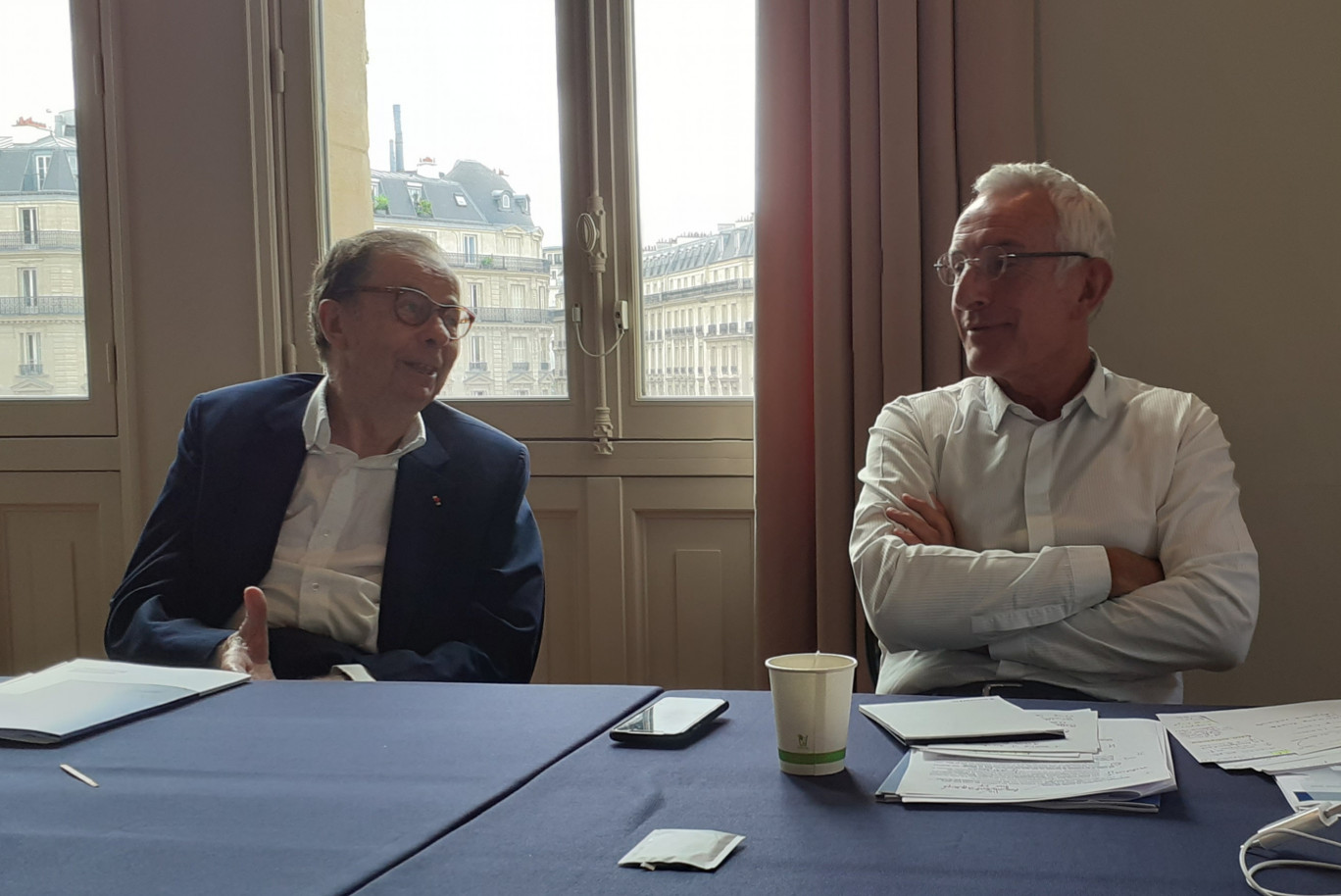 


(de gauche à droite), l’ancien, Louis Schweitzer , et le nouveau président, Guillaume Pepy, d’Initiative France.(c)A.Daubrée